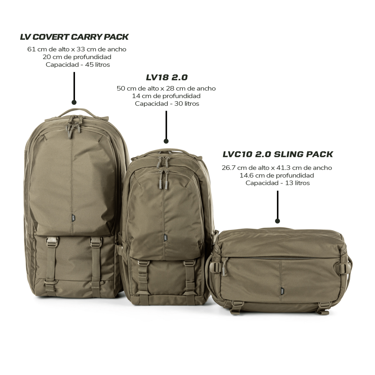 MOCHILA TACTICA 5.11 - LVC10 2.0 SLING PACK - Risk Top Tactical