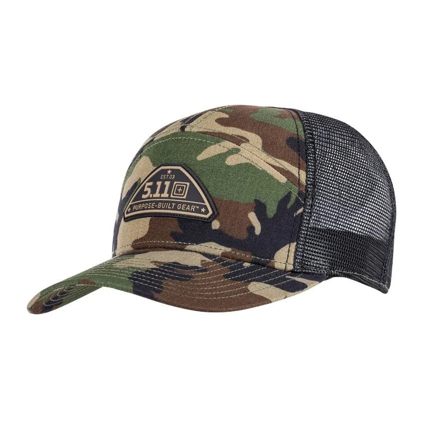 GORRA 5.11 - PBG WOODLAND 7 PANEL HAT - Risk Top Tactical